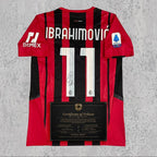 Zlatan Ibrahimovic 2022 Signed Tribute Jersey | Rossoneri Red Black Kit — printed signature tribute football shirt