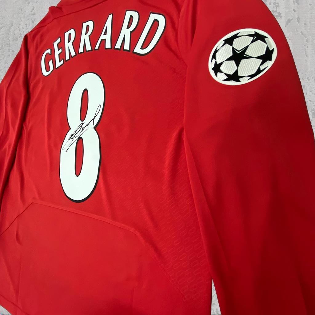 Steven Gerrard 2005 Merseyside Classic Red Signature Tribute Jersey - Printed Signature Shirt image 4 - printed signature football gift