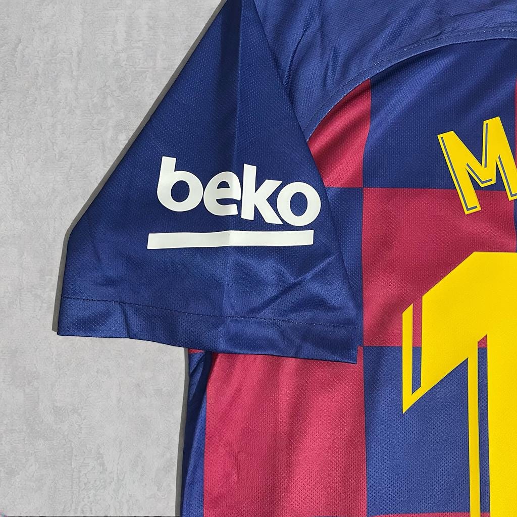 Lionel Messi Catalan Blue Red Checkered Signature Tribute Jersey - Printed Signature Shirt image 3 - printed signature football gift