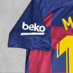 Lionel Messi Catalan Blue Red Checkered Signature Tribute Jersey - Printed Signature Shirt image 3 - printed signature football gift
