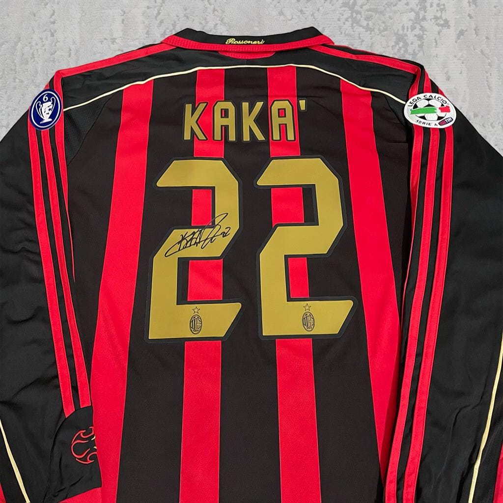 Kaká 2007 Rossoneri Black Red Gold Signature Tribute Jersey - Printed Signature Shirt image 2 - printed signature football gift