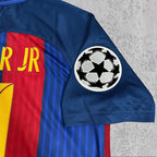 Neymar Jr. 2017 Catalan Blue Red Stripe Signature Tribute Jersey - Printed Signature Shirt image 4 - printed signature football gift