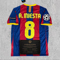 Andrés Iniesta 2011 Signed Tribute Jersey | Catalan Blue Red Kit — printed signature tribute football shirt