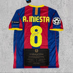 Andrés Iniesta 2011 Signed Tribute Jersey | Catalan Blue Red Kit — printed signature tribute football shirt