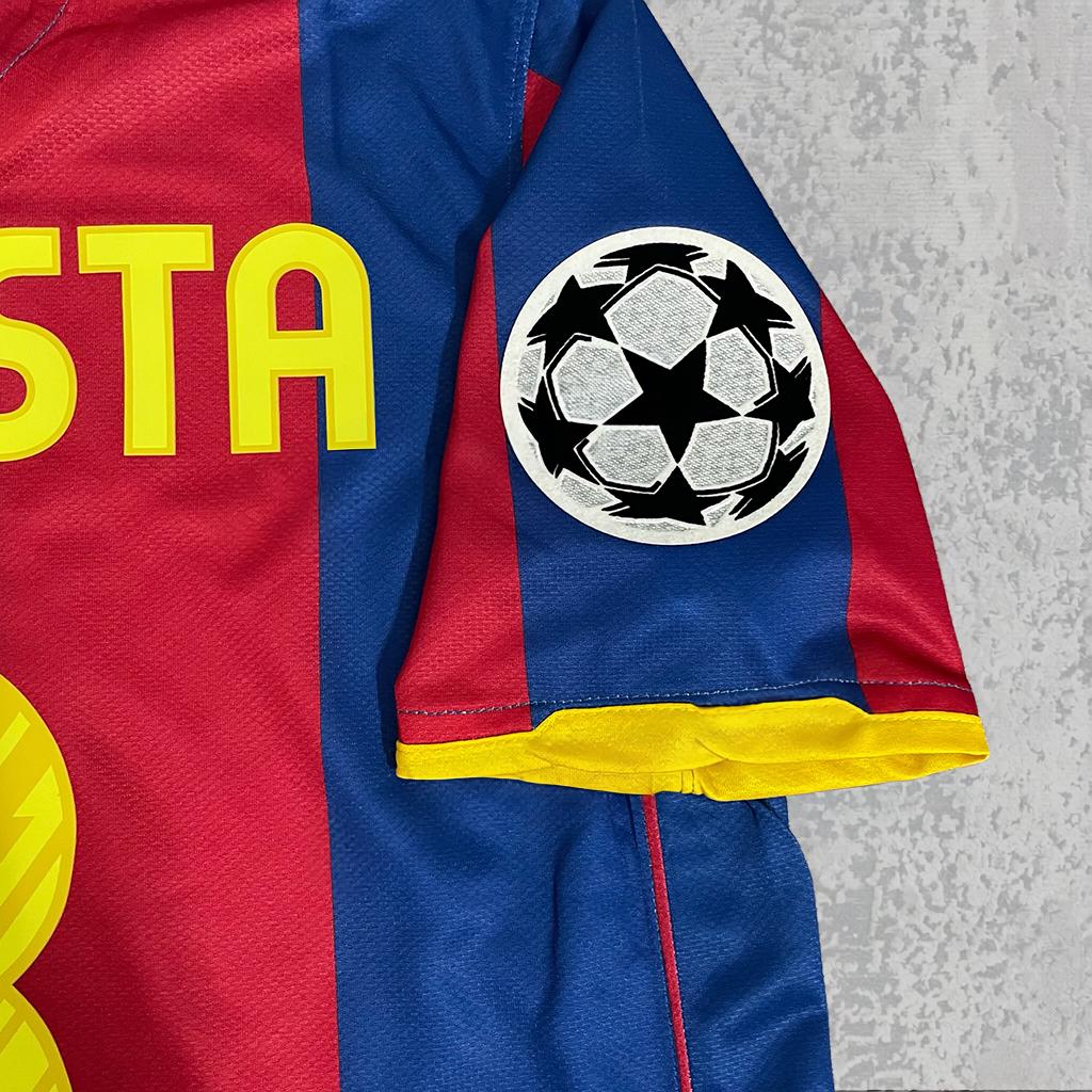 Andrés Iniesta 2011 Catalan Blue Red Stripe Signature Tribute Jersey - Printed Signature Shirt image 4 - printed signature football gift