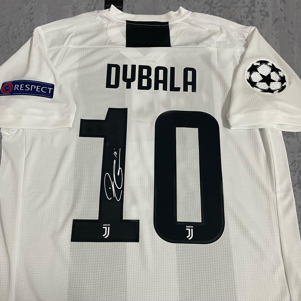 Paulo Dybala 2019 Turin White & Black Signature Tribute Jersey - Printed Signature Shirt image 2 - printed signature football gift