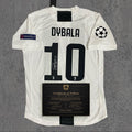 Paulo Dybala 2019 Signed Tribute Jersey | Turin White Black Kit — printed signature tribute football shirt